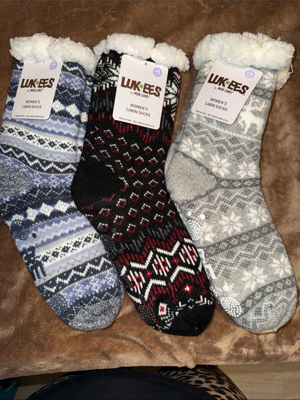 Muk Luks Women's Cabin Socks - Black, Red, Blue, Gray, Cream
